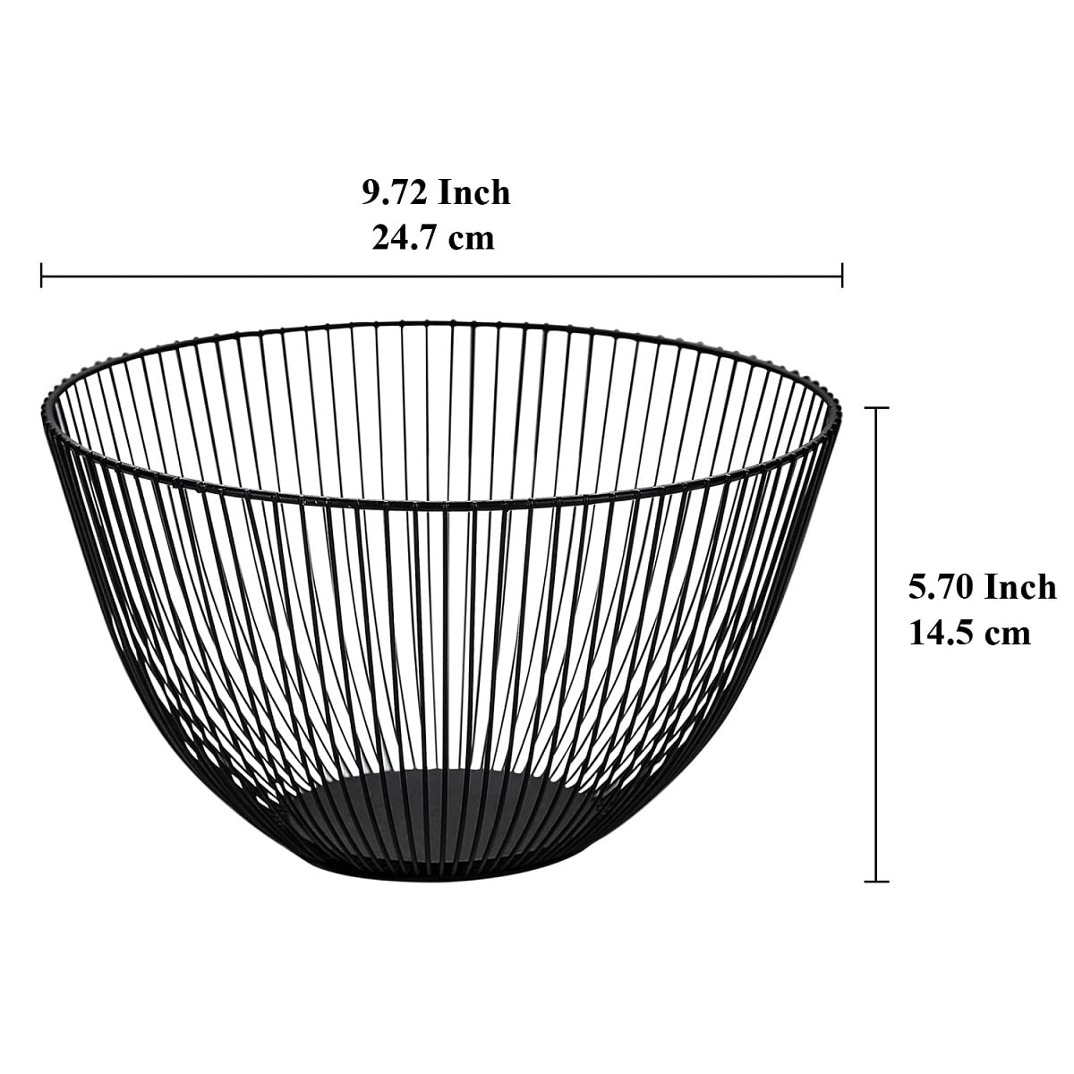 HOMQUEN Fruit Basket, Fruit Bowl, Metal Wire Fruit Basket for kitchen, Fruit Bowl for Kitchen Counter, Basket for Fruits, Vegetables, Breads, Snacks, Kitchen Gadgets (Round Tall, Black)