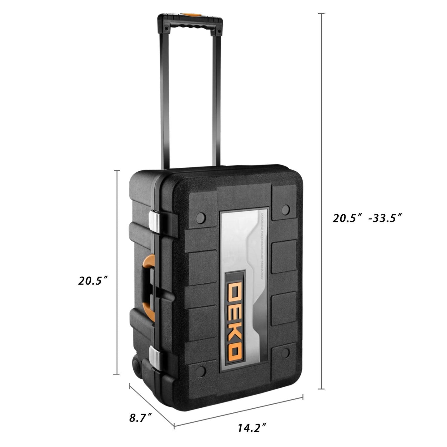 DEKOPRO 258 Piece Tool Kit with Rolling Tool Box Socket Wrench Hand Tool Set Mechanic Case Trolley Portable