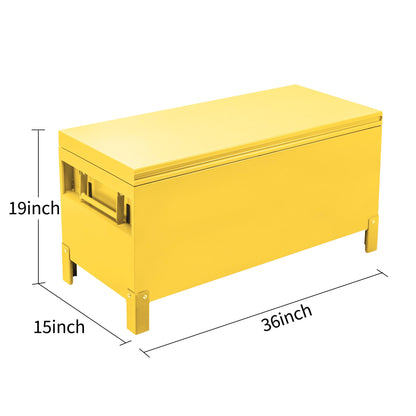 GAOMON Large Tool Box Truck Bed Toolboxes Steel Heavy Duty Waterproof Free Assemble Tool Organizer Chest Cabinet Toolbox with Side Handles for Pick Up Trucks RV Trailer (Yellow, 36'' x 15'' x 19'')