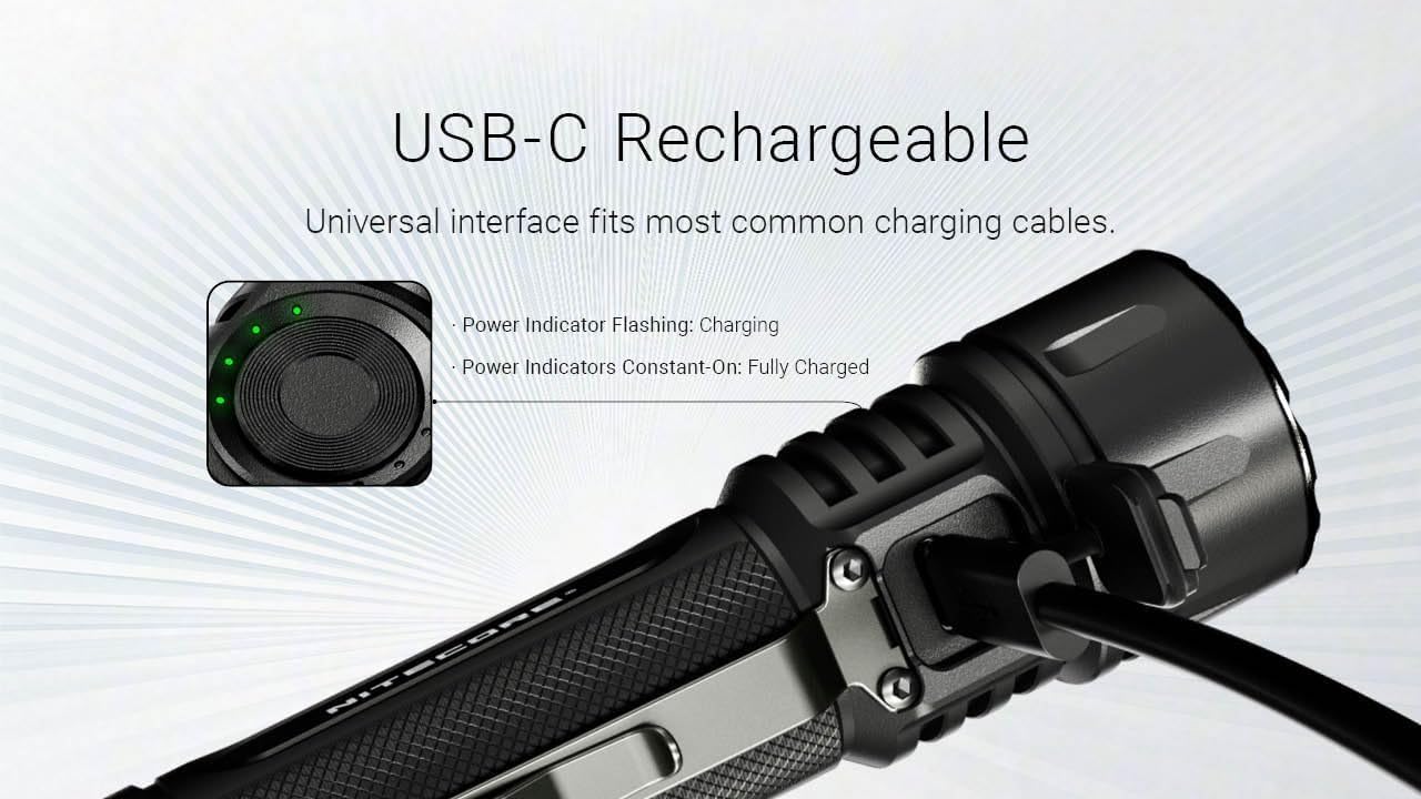 Nitecore EX7 6000 Lumen Rechargeable Multi Beam Pattern Flood/spot LED Flashlight w/EdisonBright Brand Charging Adapter
