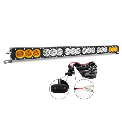 Willpower 32 inch LED Light Bar Single Row White Amber Dual Color 180W Off Road Light Bar Spot Flood Combo LED Work Light Truck UTV 4x4 Cars SUVs ATVs Boats Fog Driving Light with Wiring Harness kit