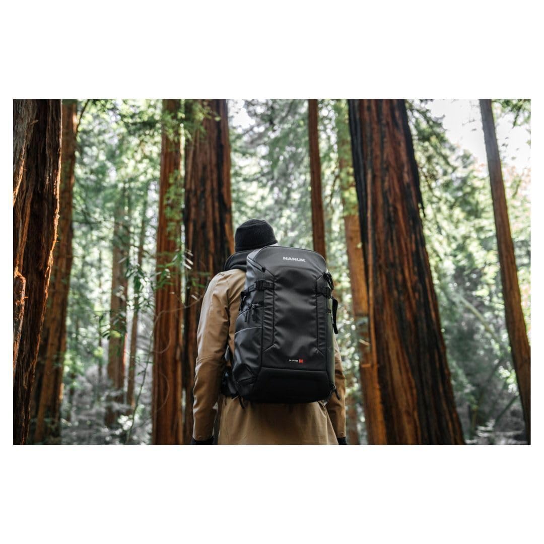 NANUK N-PVD 30L Camera Backpack – Water-Repellent with Rain Cover, Fits 2 Cameras, Drone, Tripod & 16" Laptop Compartment, Carry-On Approved – For Photographers, Travel & Hiking – Black
