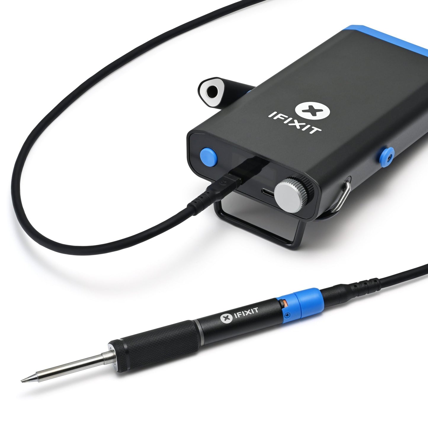 iFixit FixHub Portable Soldering Station - Quick Heat-Up, Two Smart Ports, Customizable Firmware, Repairable Parts, App Connection, Lead-Free Solder