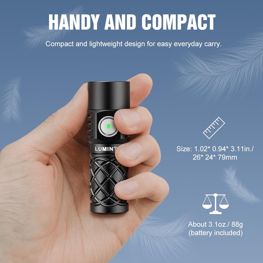 LUMINTOP W3 Compact Rechargeable LEP Flashlight - 700 Meters Range, Triple Light Sources, 550 Lumens, IPX11 Waterproof, Red Light & SOS, USB-C Charging