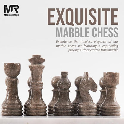 Marble Chess Set for Adults 15 Handmade White &amp Oceanic Board Game with 32 Chess Pieces 2 Extra Queens &amp Storage Box Luxury Travel Game – Elegant Home Décor
