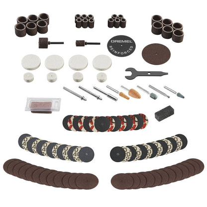 Dremel 709-02 110-Piece All-Purpose Rotary Tool Accessory Kit- Includes a Carving Bit, Sanding Drums, Grinding Stones, Cutting Discs, and a Storage Case, Gray