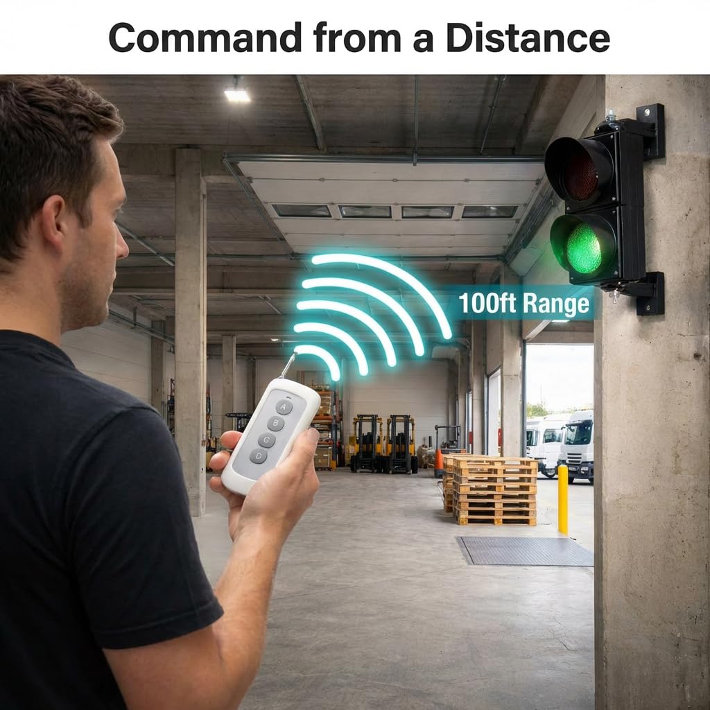 LED Traffic Stop Go Light Kit, 4-Inch Stop and Go Signal Light,Remote Control IP65 Waterproof Industrial LED Stop Go Signal Light for Loading Dock, Parking Lot, Warehouse & Garage Decor (2-Light)
