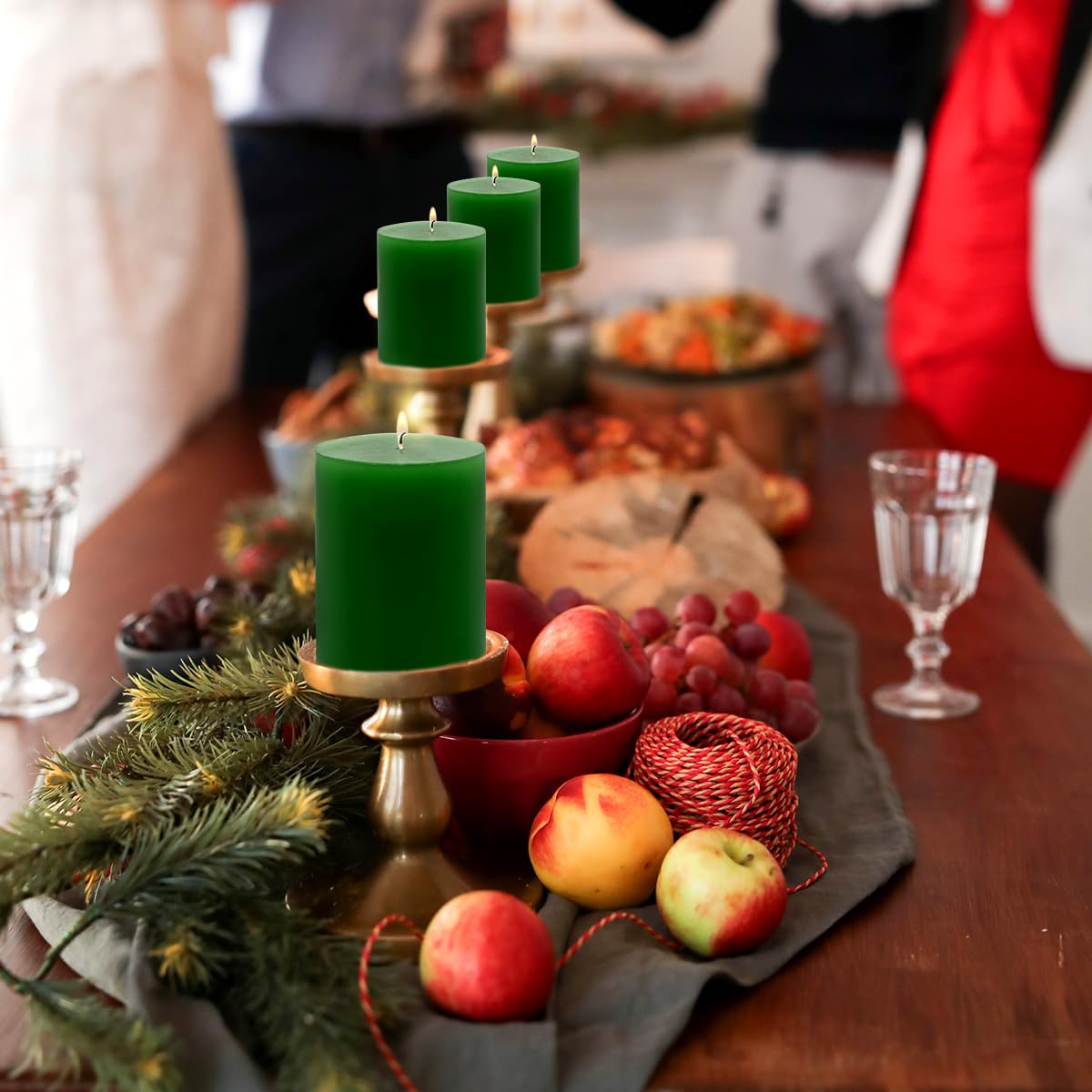 4 Packs 3x4 Inch Green Pillar Candles 45 Hours Unscented Dripless Fat Candles for Christmas Weddings Home Holidays Relaxation Spa Church St. Patrick's Day