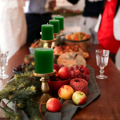 4 Packs 3x4 Inch Green Pillar Candles 45 Hours Unscented Dripless Fat Candles for Christmas Weddings Home Holidays Relaxation Spa Church St. Patrick's Day