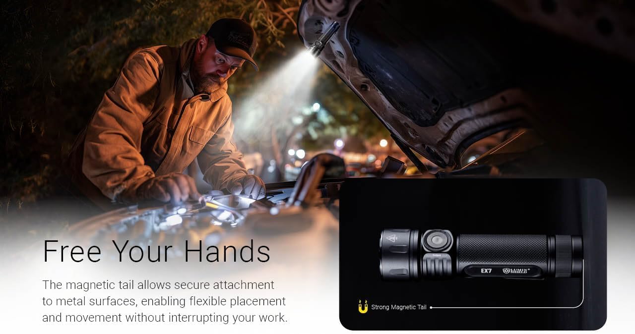 Nitecore EX7 6000 Lumen Rechargeable Multi Beam Pattern Flood/spot LED Flashlight w/EdisonBright Brand Charging Adapter