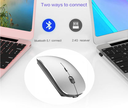 Bluetooth Wireless Mouse for Laptop mac MacBook ipad MacBook air MacBook pro pc Desktop Computer Windows Chromebook Notebook (Silver)