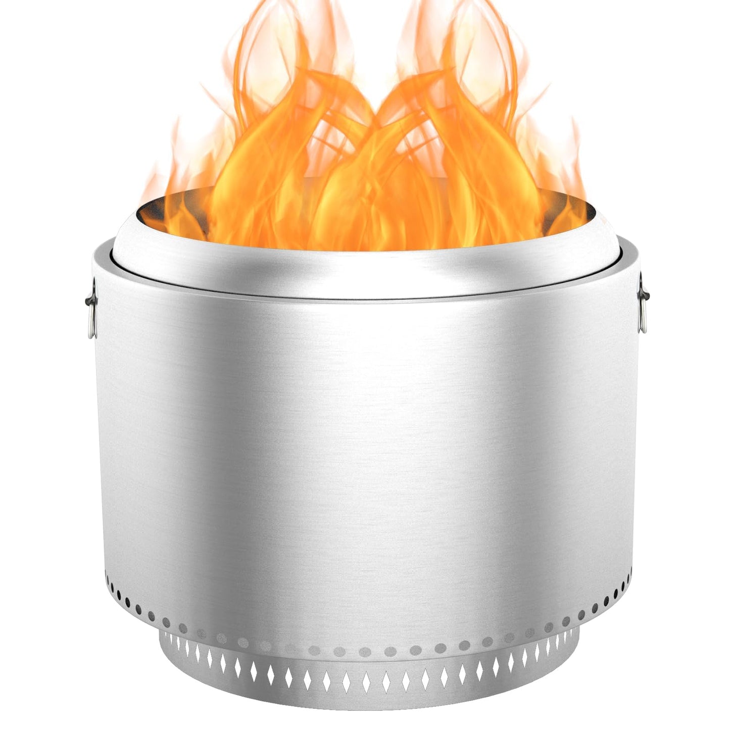 27" Smokeless Fire Pit, Portable Stainless Steel Firepit for Camping, Backyard, Beach,360° Airflow Wood Burning Outdoor Fireplace with Stand & Removable Ash Pan