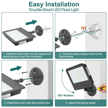 kadision 150W LED Flood Light, 18000lm 5000K Daylight 120-277V IP65 Waterproof Outdoor Flood Lights for Street Yard Parking Lot Security Lighting, Adjustable Knuckle Mount, 4-Pack
