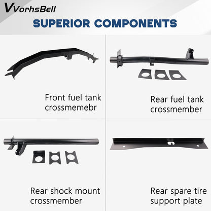 VVORHSBELL Front and Rear Fuel Tank Support Crossmember and Upper Shock Mount Crossmember and Spare Tire Support Plate Compatible with 2007-2014 Chevy Silverado 1500 GMC Sierra 1500 Regular Cab