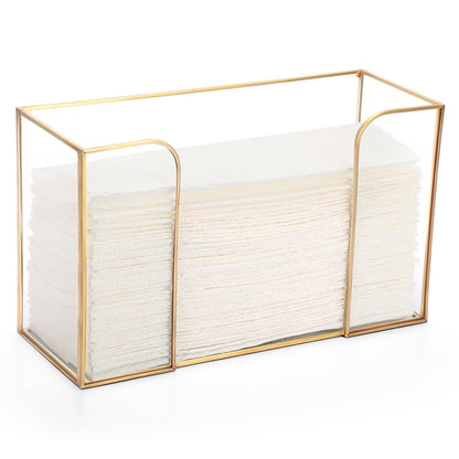 Sumnacon Countertop Bathroom Paper Towel Dispenser Glass Paper Towel Dispenser for Home Bathroom Kitchen Office Toilet Table,Gold Paper Towel Holder for Multifold C Fold Trifold Z Fold