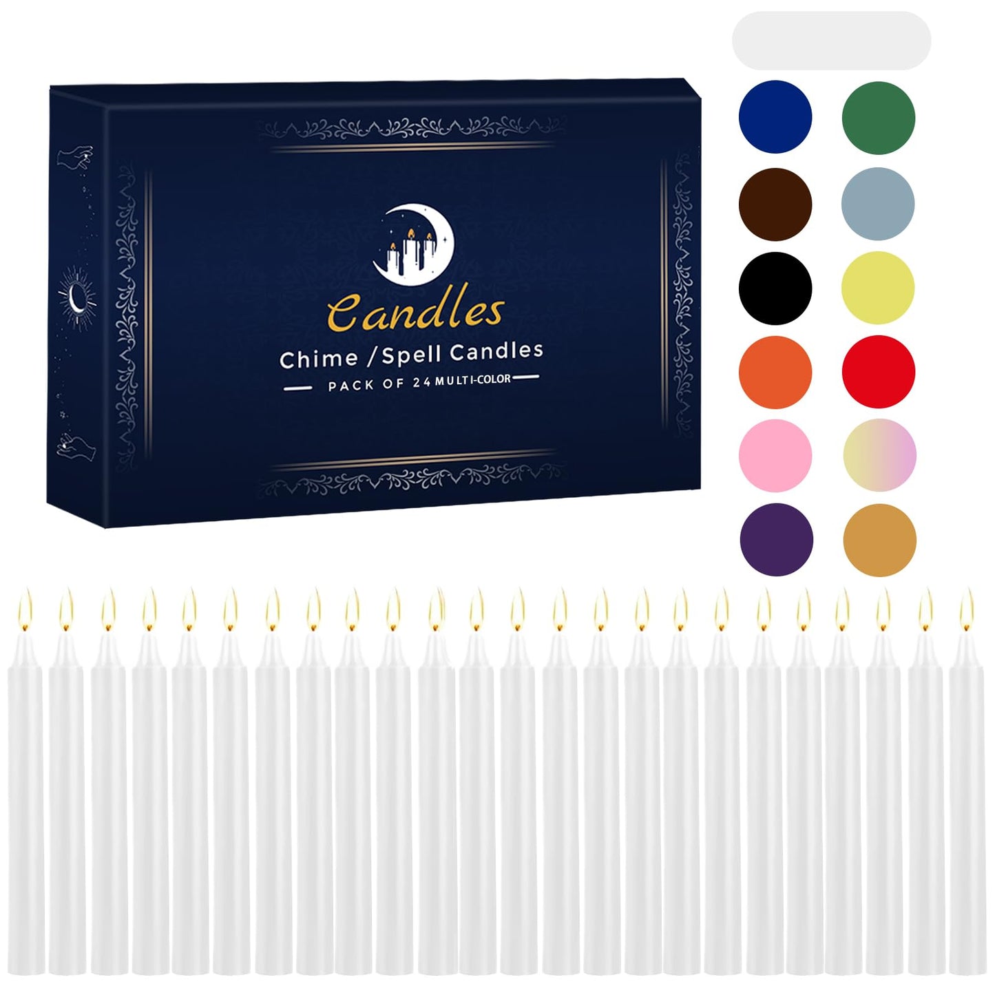 24 Pack White Spell Chime Candles – Premium Mini Unscented Taper Candles for Rituals, Prayer, Meditation, Altar, Spells – 4" Tall – Ideal for Witches & Spiritual Practices