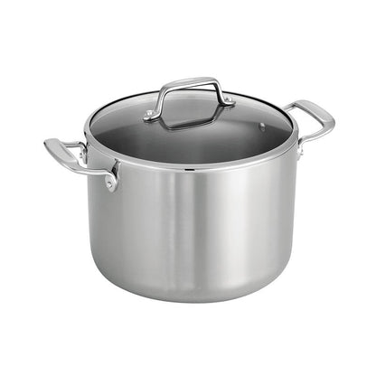 Tramontina Tri-Ply Clad Stainless Steel 8-Quart Stock Pot with Glass Lid, Induction-Ready Pasta Pot, Dishwasher-Safe, NSF-Certified