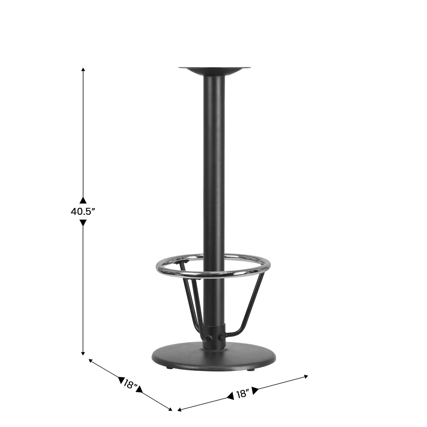 Flash Furniture Beverly 18'' Round Restaurant Table Base with 3'' Dia. Bar Height Column and Foot Ring