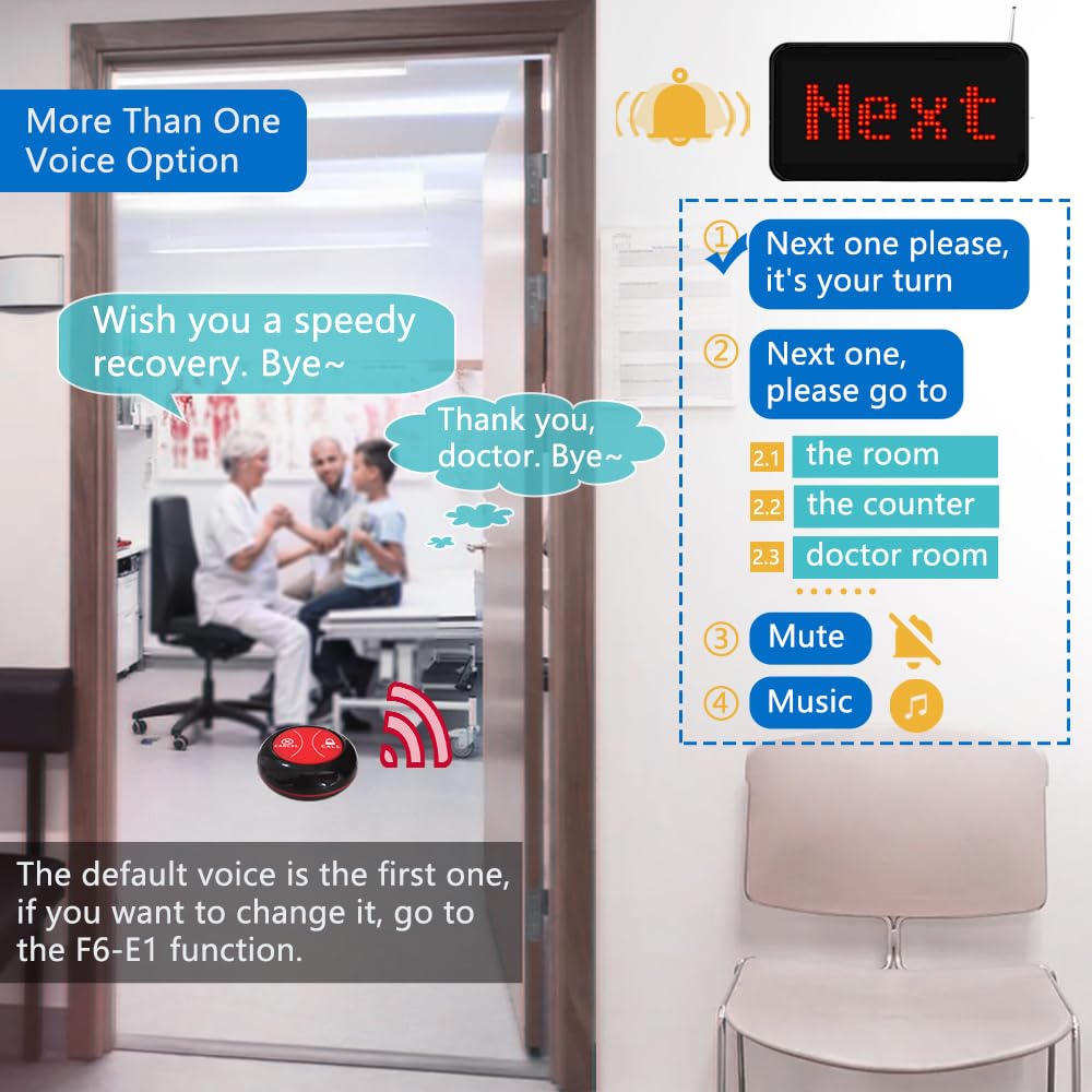KOQICALL Take a Number System Wireless Queue Call System Call Next Customers for Restaurant Bank Doctor Room Supermarket Pet Hospital Office Interview (Q-Next+A2 1+1)