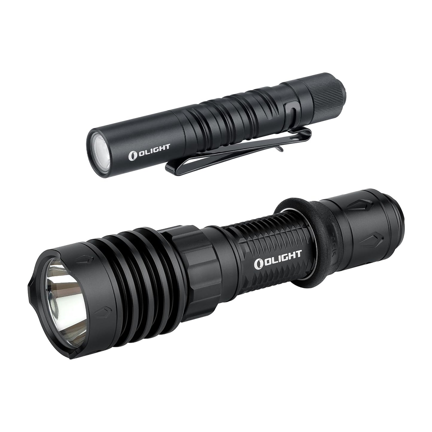 OLIGHT I3T EOS 180 Lumens Dual-Output Slim EDC Flashlight for Camping and Hiking and Warrior X 4 Rechargeable Tactical Flashlight 2,600 High Lumens with 630 Meters Long Range Thrower