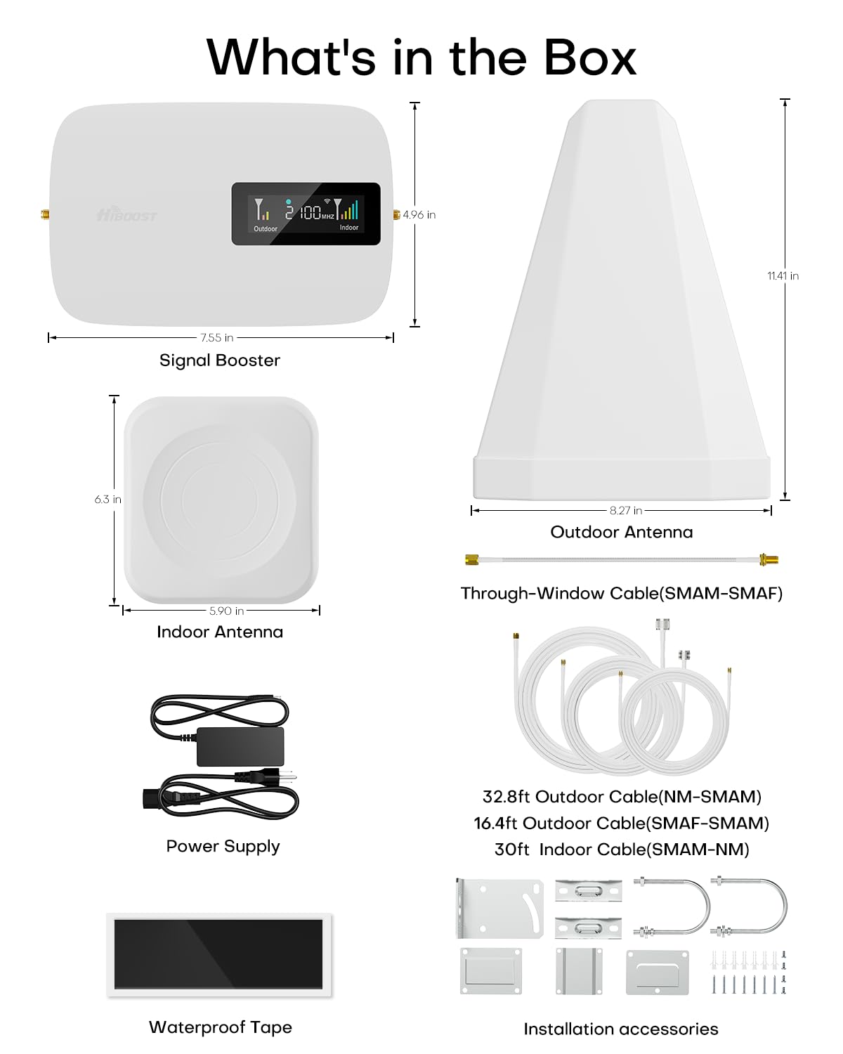 Cell Phone Booster for Home Office | Up to 2500 Sq Ft | Cell Phone Signal Booster Boosts 5G, 4G LTE for All U.S. Carriers—Verizon, AT&T, T-Mobile&More | HD Display | App Support | FCC Approved