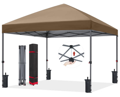 ABCCANOPY Outdoor Easy Pop up Canopy Tent 10x10 with 4 Sandbags, Khaki