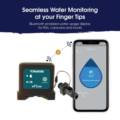 Topargee Bluetooth Water Tank Gauge - Real-Time RV, Caravan & Boat Accessory - Accurate RV Water Tank Level, Flow Monitoring (Liters/Gallons), Easy Setup, Tracks Usage, Memory Storage, App Integration