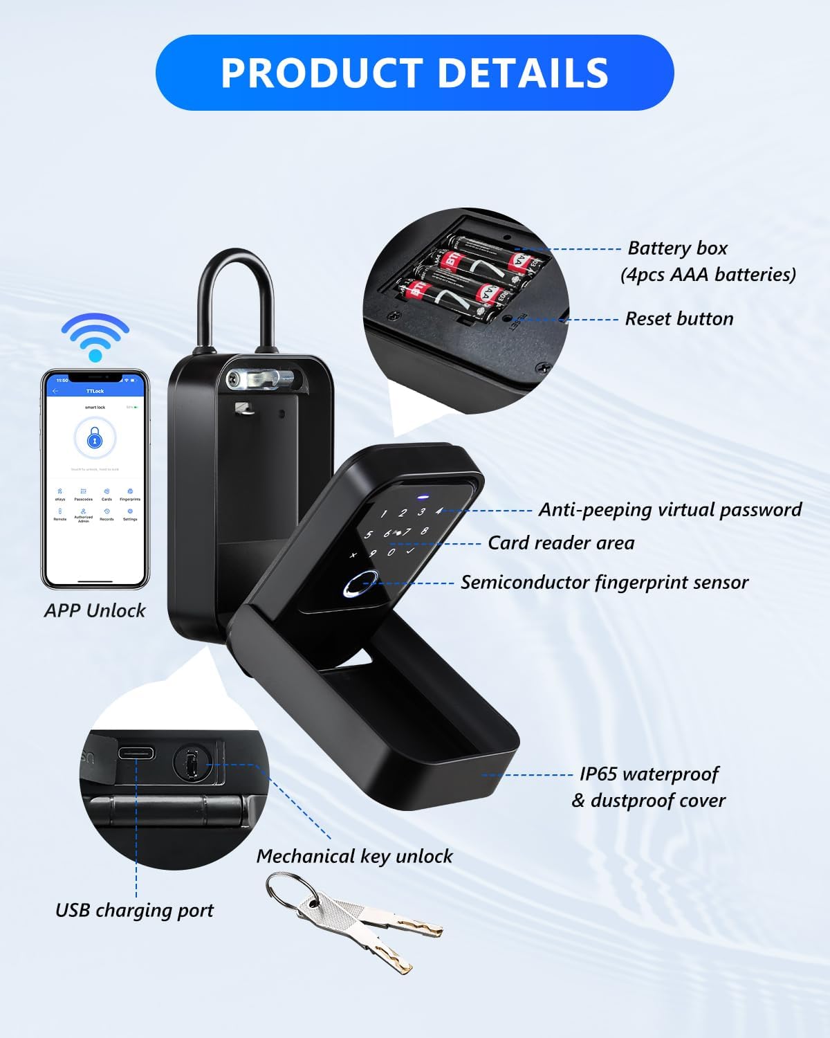 [New]Smart Lock Box,CATCHFACE Wireless Smart Key Lock Box App Control,Share eKey,Key Lockbox Wall Mount&Door Handle,Electronic LockBox Realtor/Home/Office/Warehouse/Vrbo/Cars