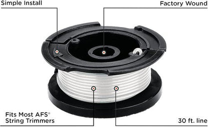 Black+Decker Trimmer Line Replacement Spool - Autofeed 30 ft, 0.065-Inch, 2-Pack