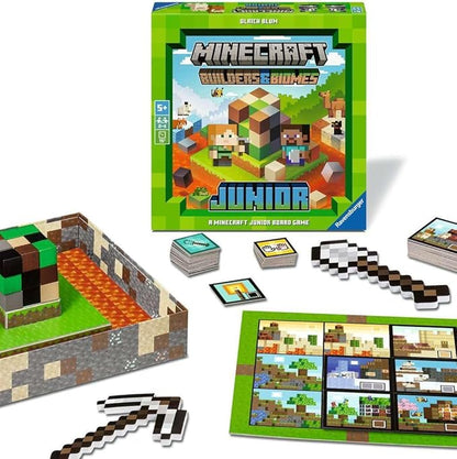 Ravensburger Minecraft Builders &amp Biomes Junior – Cooperative Kids Game | Fun Farm-Building Adventure with Creepers &amp Endermen | Develops Skills &amp Promotes Teamwork | Ages 5+