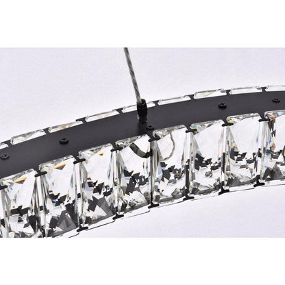 Elegant Lighting Monroe 36in LED Oval Pendant Light - Black, Metal and Crystal, Model 3503D36BK