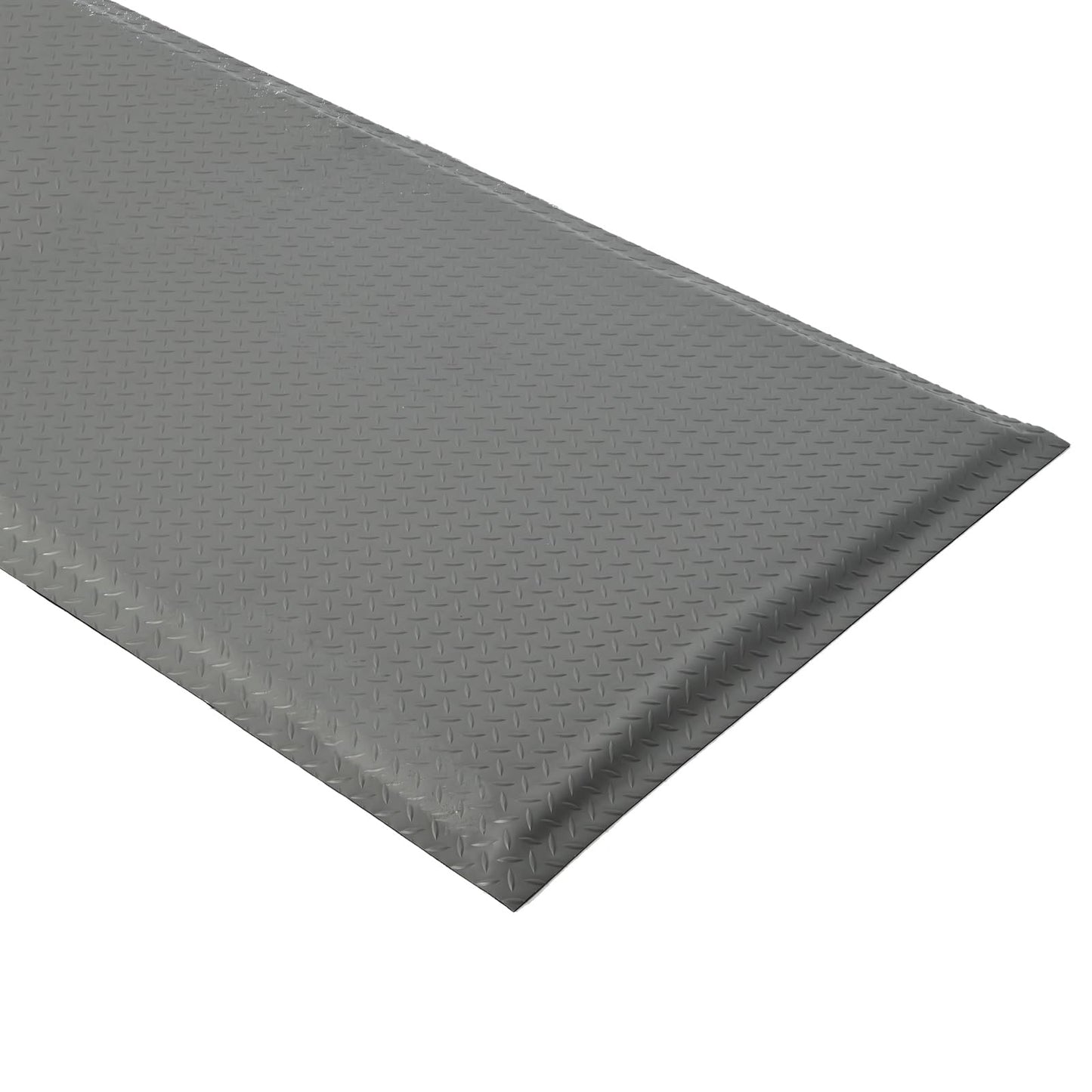 GOOFCXO 3 x 5 FT Anti Fatigue Mats Industrial 15/16 Inch Thick Soft Sponge Ergonomic Mat Durable Heavy Duty Diamond Plate for Standing Non Slip Industrial Grade Floor Mat for Leg & Back Pain (Gray)