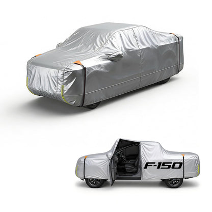 Wigoo Ford F150 F250 F350 F450 Truck Car Cover Accessories 2015-2026, Waterproof All Weather Outdoor Full Pickup Cover, Windproof UV Rain Snow Dust Protection, Door Zipper, Reflective Safety Strips