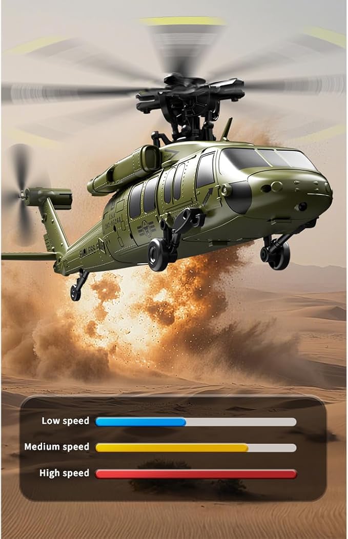UH-60 2.4G 5CH Flybarless Scale RC Helicopter Model with Barometric Altitude Hold Optical Flow Positioning One-Key Inverted Flight (RTF)