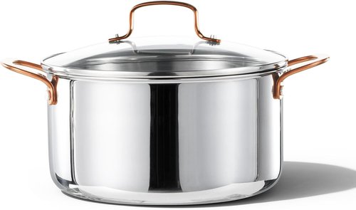 CAROTE 6 Qt Tri-Ply Stainless Steel Stockpot - Non-Toxic Soup Pot with Lid | Even Heating, Oven Safe, Compatible with Induction & Gas Cooktops, Silver