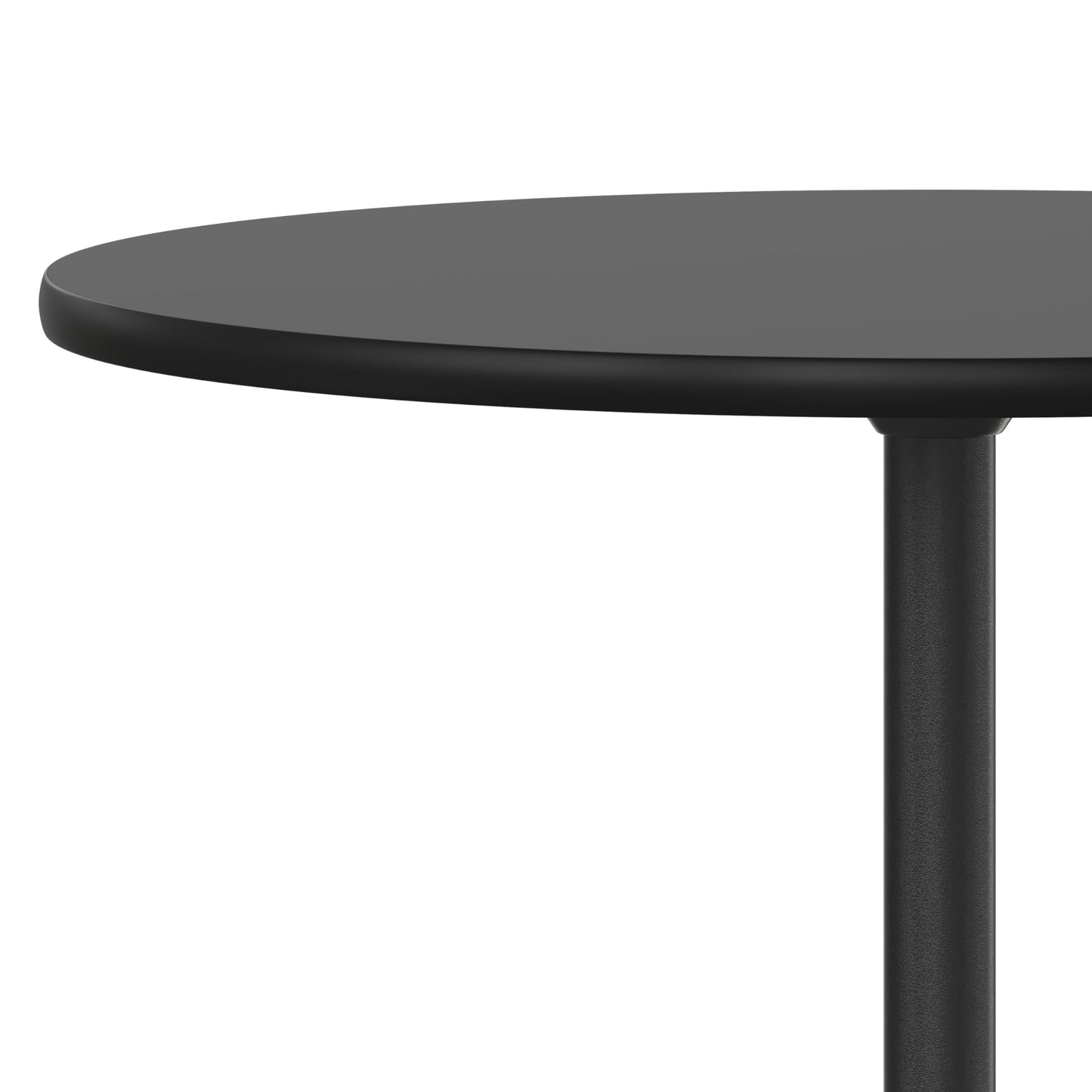 Flash Furniture Lars Black 24'' Round Wood Cocktail Table with 30'' and 42'' Columns