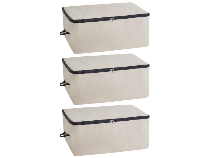 Comforter Storage Bags with Zipper - Sturdy 100% Cotton Canvas Quilt Storage Bags with Zipper - Extra Large with Handles to Conveniently Store Pillows, Blankets, Sheets, and Bedding (3 Bags)