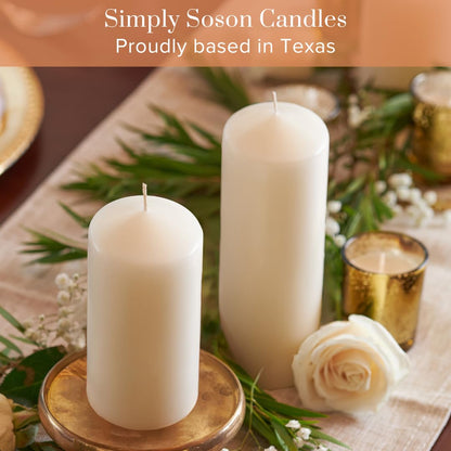 Simply Soson Ivory Pillar Candles - Set of 6, 2.5x4 Inch, Emergency & Tall, Unscented Wax Candles