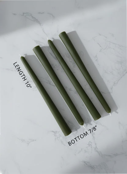 Homeology 6 PK 10" Classic Taper Candles, Dark Moss Green, 7-8 Hours Long Burning, Unscented Tall Candlesticks