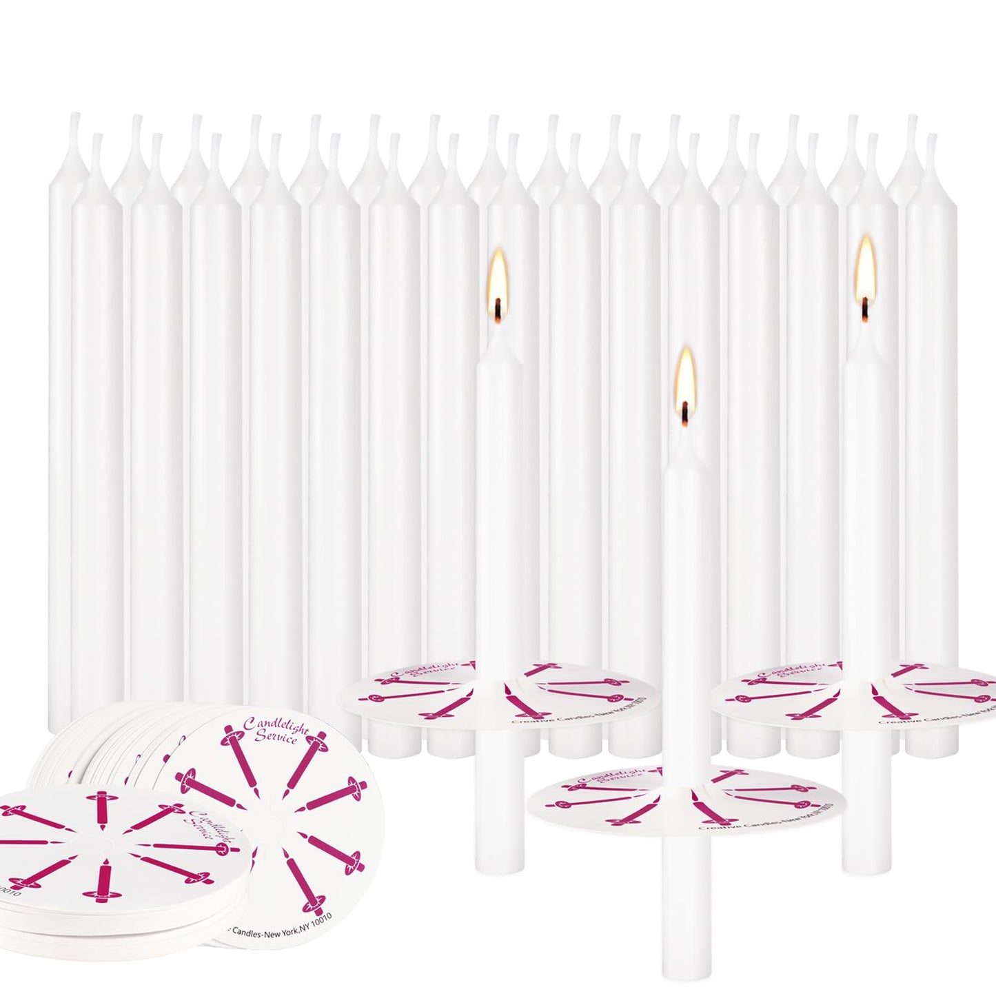100Pack 4inch White Church Service Taper Candles with 3 Inch Paper Drip Catchers，Smokeless and Unscented | Ideal for Prayers, Vigil,Memorial Services, Religion,Shabbat, Prayer Candles