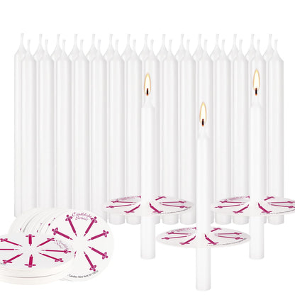 100Pack 4inch White Church Service Taper Candles with 3 Inch Paper Drip Catchers，Smokeless and Unscented | Ideal for Prayers, Vigil,Memorial Services, Religion,Shabbat, Prayer Candles