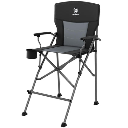 EVER ADVANCED Tall Camping Directors Chair with Cup Holder 31", Bar Height Folding Chair for Camping, Sports with Carry Bag, Mesh Pockets and Footrest, Heavy Duty 300 lbs, Black