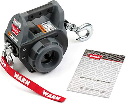 WARN Drill Winch 750 lb Capacity Portable Drilling Winch with 30 ft Steel Rope, Fairlead, Hook – Corded Electric Drill Powered Pulling Winch for Trucks, ATVs, UTVs, Trailers, & Off-Road Recovery
