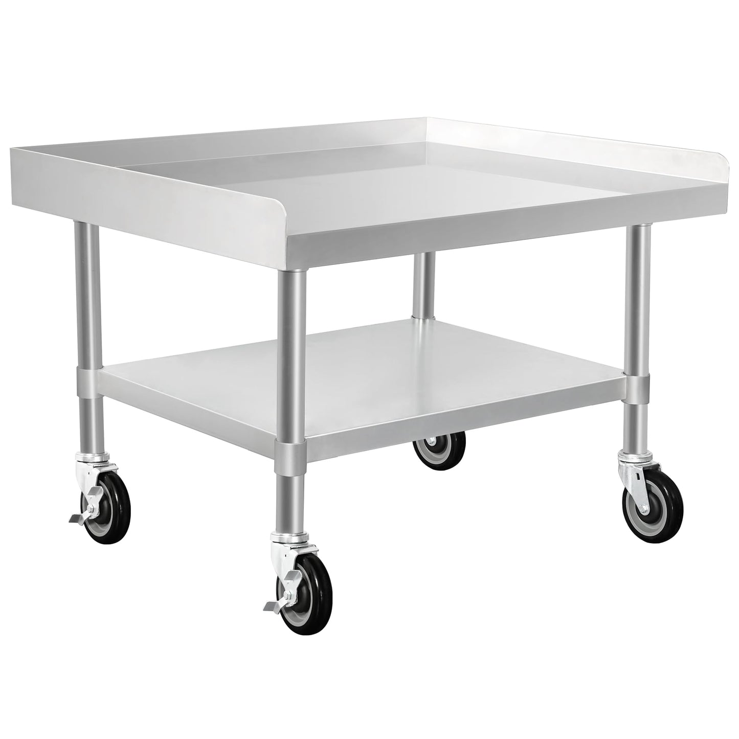 HARDURA Stainless Steel Equipment Work Stand 30" x 36" Prep Table with Under Shelf and Caster for Commercial & Workplace, Home, Hotel, Garage