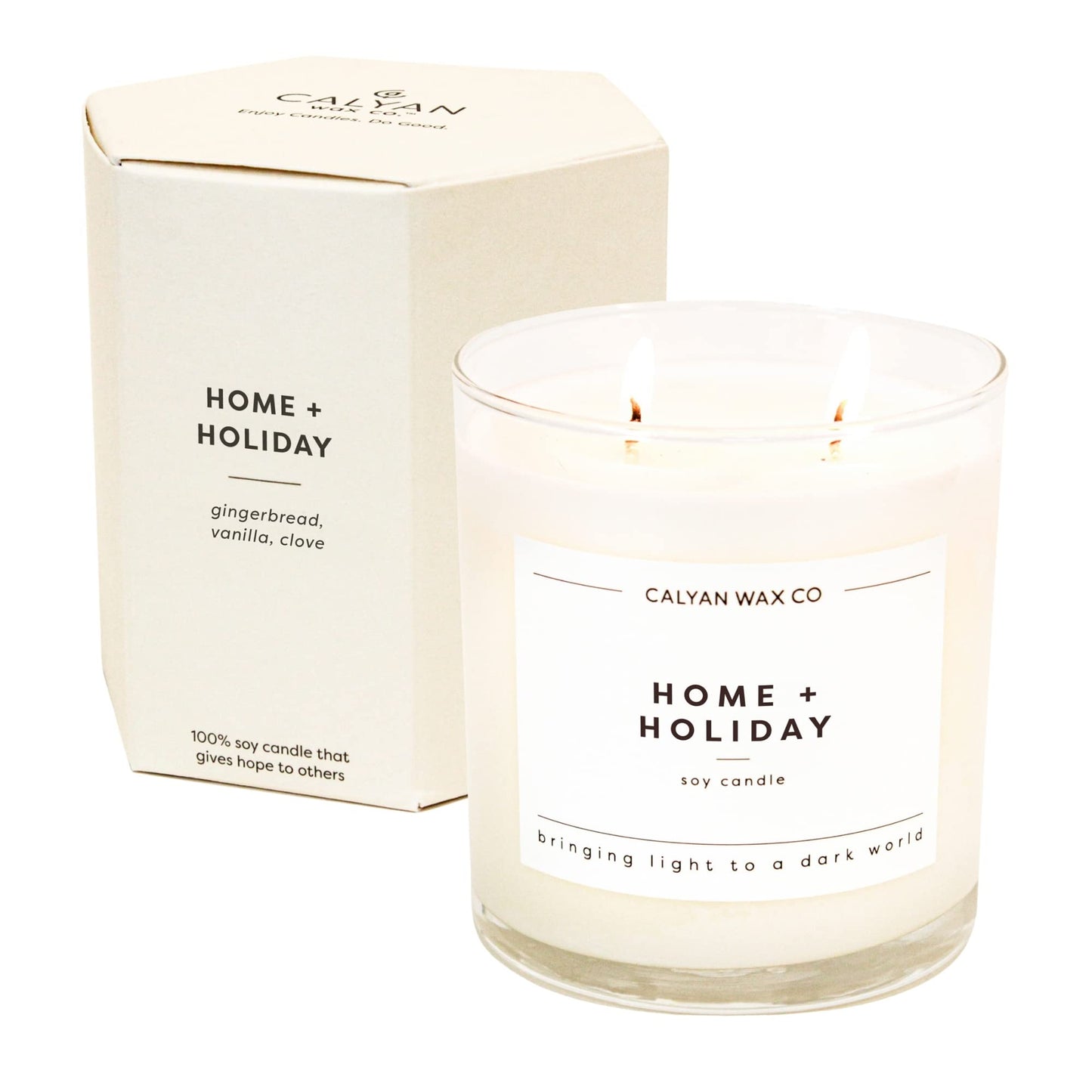 Calyan Wax Co. Home & Holiday 2 Wick Scented Candle - 37 Hour Burn - Luxury Clean Soy Wax Candles - Long Lasting Large Glass Jar Candle for Home - 8.8oz