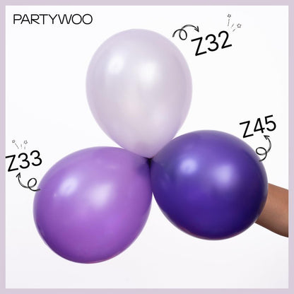 PartyWoo Pearl Lavender Balloons 140pcs Different Sizes Pack of 18 12 10 5 Inch Pearl Light Pastel Purple Lilac Balloon Arch Kit for Bachelorette Fairy Girl Birthday Party Decorations Purple-Z32