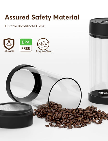 OUTPEAK Kilo Auto Vacuum Coffee Canister: 1.5L for 17.6oz, 1.35L for 14oz Coffee Beans