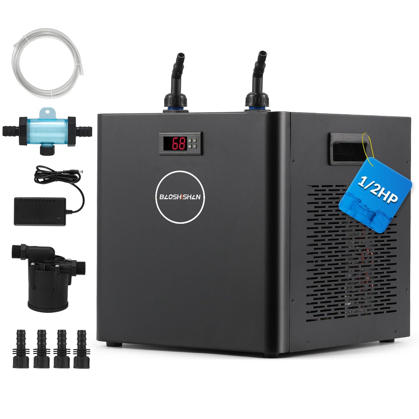 BAOSHISHAN 1/2hp Cold Plunge Chiller, 132gal Water Chiller for Ice Bath with Filter, Hose, Water Pump, Quiet Ice Bath Chiller for Athletes Recovery Cold Therapy Home Use