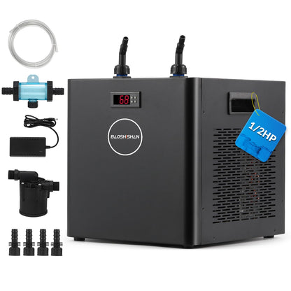 BAOSHISHAN 1/2hp Cold Plunge Chiller, 132gal Water Chiller for Ice Bath with Filter, Hose, Water Pump, Quiet Ice Bath Chiller for Athletes Recovery Cold Therapy Home Use