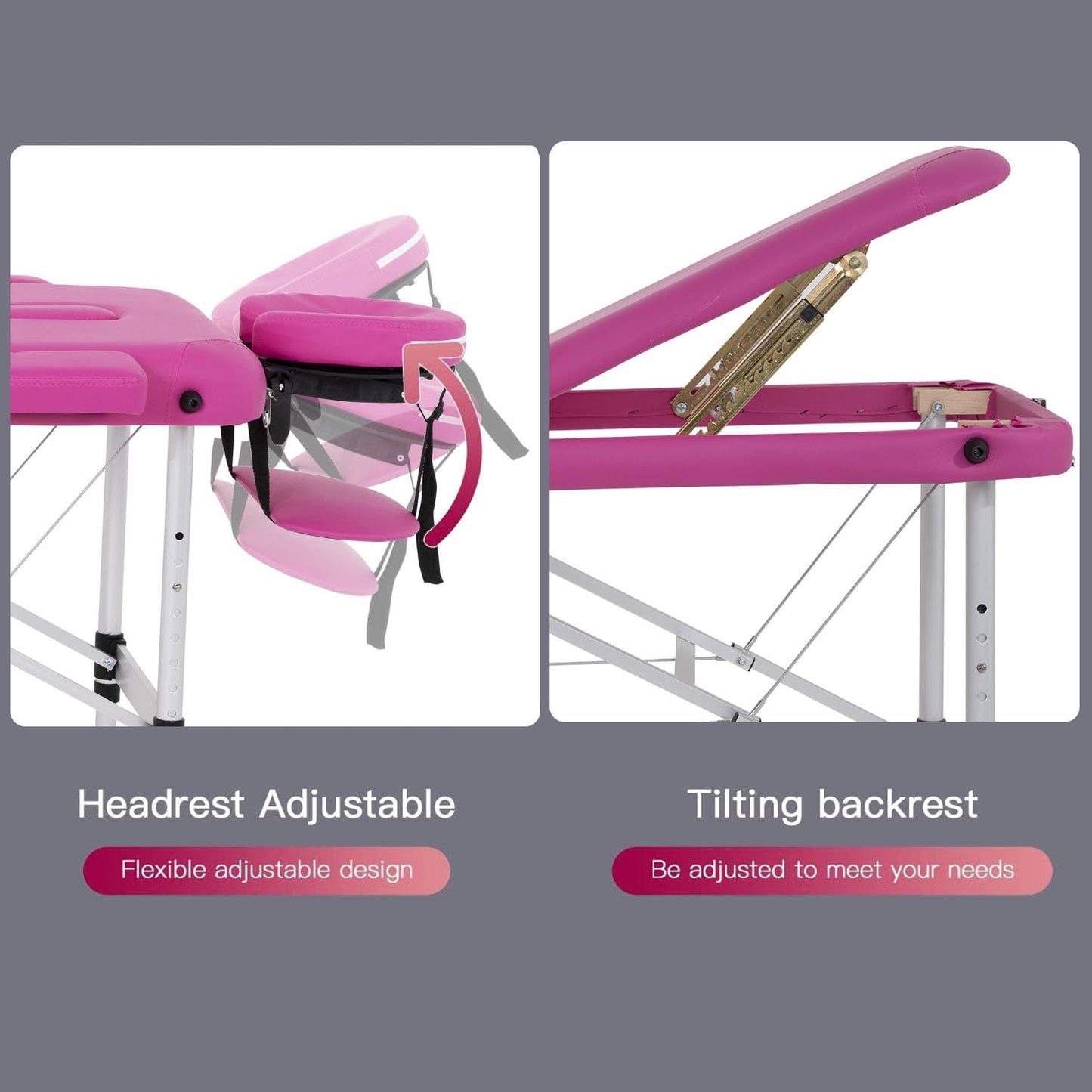 BestMassage Aluminium Massage Bed Portable Massage Table 24 inch Wide Lash Bed Height Adjustable 3 Folding with Non-Woven Bag for Spa Footmassage Facial CareSpa Tattoo